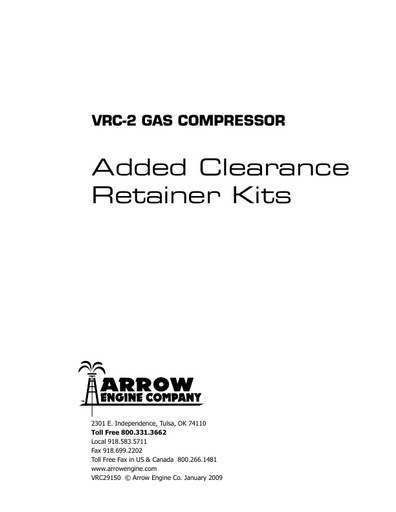 VRC-2 Added Clearance Retainer Kit